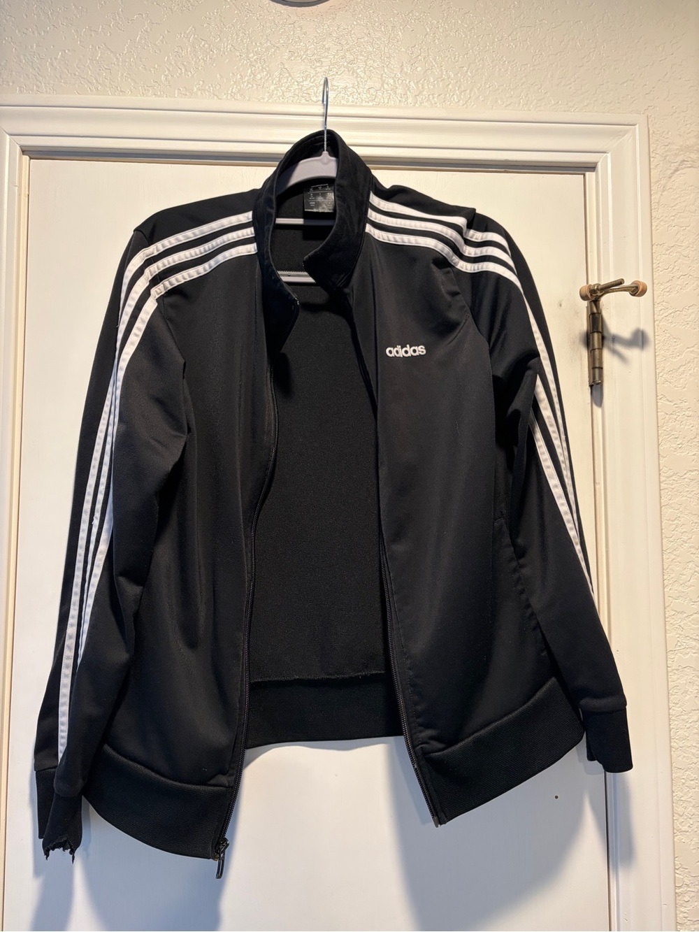 adidas Black Track Jacket with White Three-Stripes